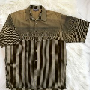 Bassiri Black & Gold Geometric Camp Shirt LG